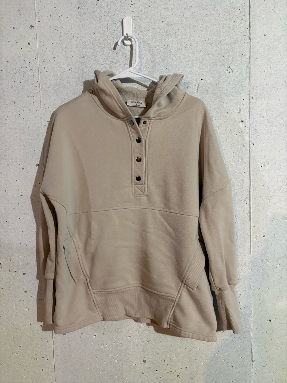 Zenana Half Snap Hooded Sweatshirt | Size: Small